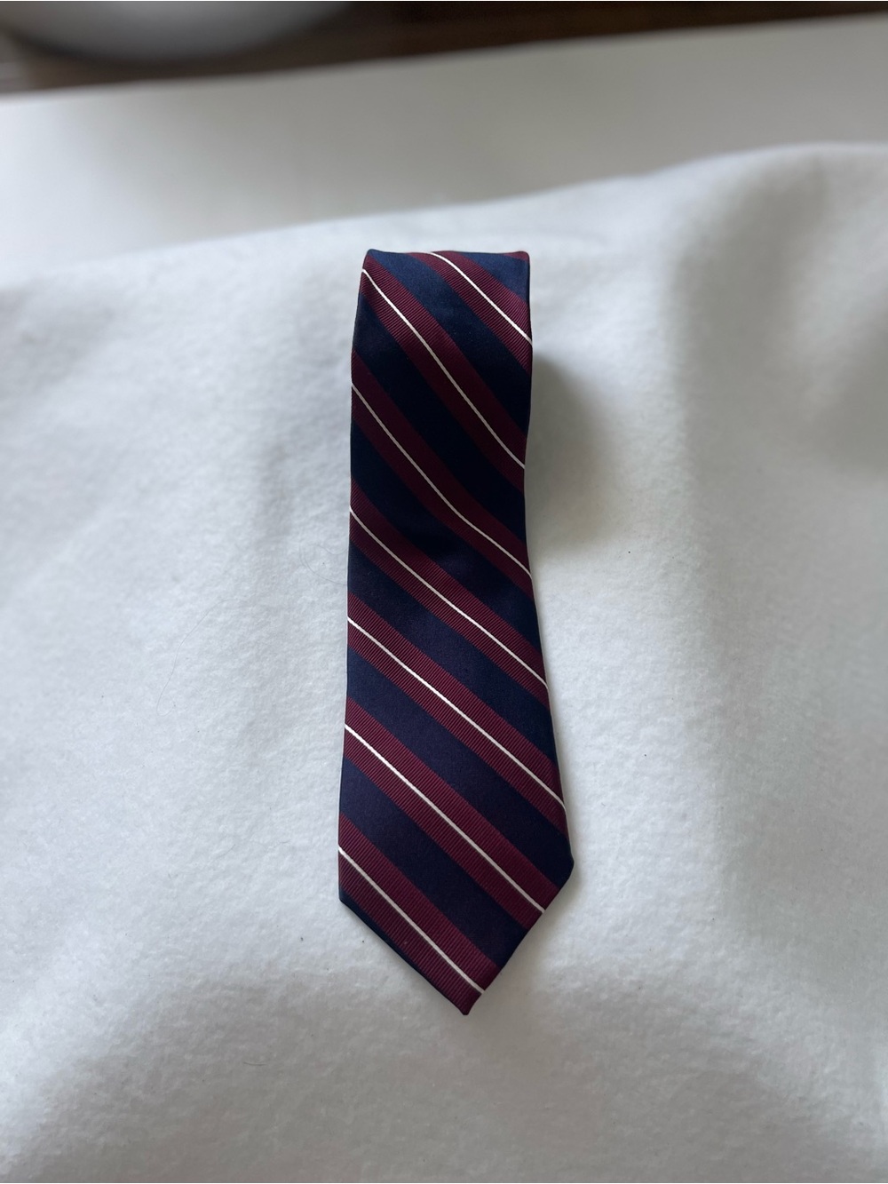 Tommy Hilfiger Men's Silk Tie Red, White, Blue, 2-Pattern Regiment Stripe